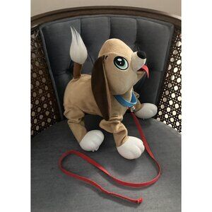 Peppy Pets Brown Mutt Dog Toy Interactive Plush On Leash Walks Bounces